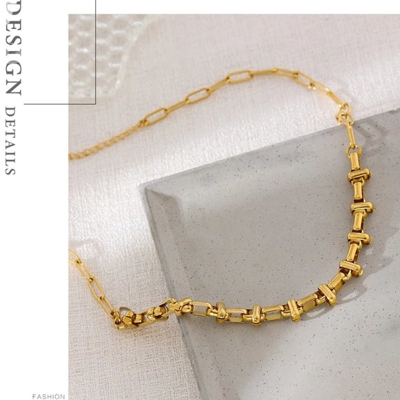 New 18K Gold Plated Link Chain Necklace 9c - Picture 7 of 8
